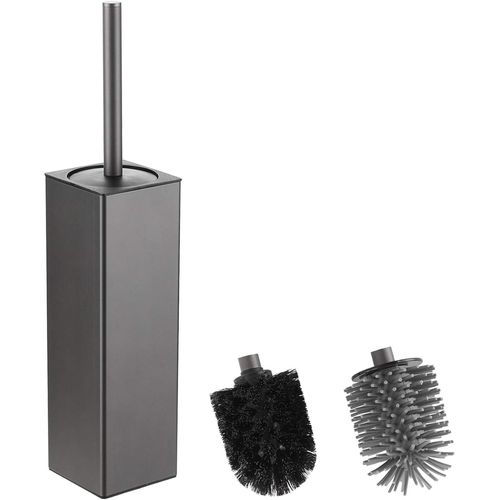Brosse WC et Support Gris en Silicone avec 2 têtes de BrosseBrosse carrée en Aluminium pour Le Nettoyage de la Salle de Bainbrosses de Toilette