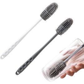 Chenquansarl-2 Pièces Goupillon Biberon Avec Long Manche, Goupillon Silicone, S De Nettoyage Granuleuses À Long Diamètre Pour Bouteilles À Long Diamètre, Bouteilles En Verre À Goulot Étroit