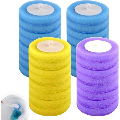 32 brosses de Toilette pour Salle de Bains têtes de Brosse en éponge Rechargeables Brosse de Toilette jetable avec Produit de Nettoyage Recharge jetable pour Nettoyer la Cuvette des Toilettes