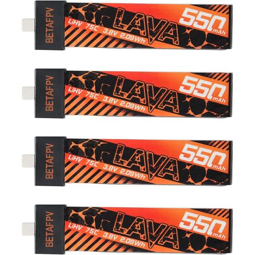 Chenquansarl-4pcs Lava 550mah 1s 3.8v Lihv 75c Fpv Lipo Battery With Bt2.0 Port For 1-2s Fpv Tiny Whoop Drone Quadcopter Such As Meteor75, Meteor75 Pro, Cetus Pro 1s Brushless Drones, Cetus X 2s Quad-Betafpv