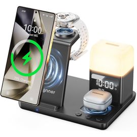 Kalanka-Station De Recharge Inductive 6-En-1 Améliorée Pour Samsung Avec Réveil & Lumière | Support De Charge Sans Fil 15w Rapide Pour Galaxy S25/S24/Z Fold6/Flip/Note, Watch Ultra/6/5 Pro, Galaxy Bu