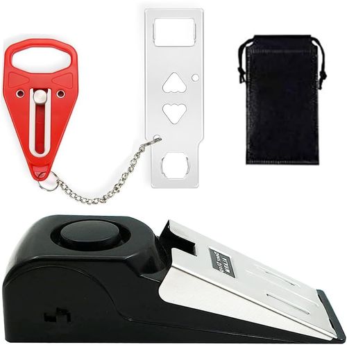 LETNERNY-Butée De Porte - Alarme Portable - Avec Alarme De 120 Db - Butée De Porte Avec Alarme En Caoutchouc Antidérapant - Double Protection Réglable - Pour La Vie Privée, Les Voyages, L'Hôtel E