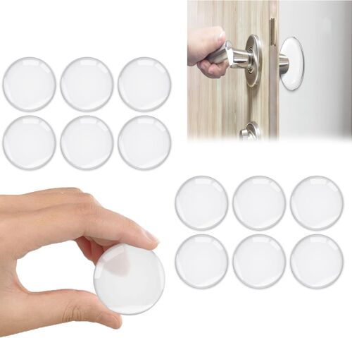 Lot de 12 Protecteurs D'arrêt de Porte en Caoutchouc Transparent, Protecteur Mural, Protecteur Mural Silencieux pour Bouton de Porte, Protecteur Mural pour Maison, Bureau, Bouton de Porte (Rond)