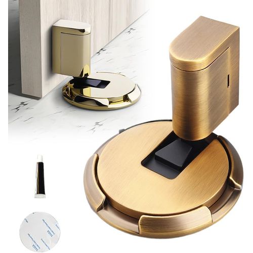 LETNERNY-Butee De Porte Stop Porte, Sans Poinçonnage, Mécanique, Silencieux, Réglable En Hauteur, Loqueteau De Porte Magnétique En Métal Pour Le Sol, Maintient La Porte Ouverte Sans Percer