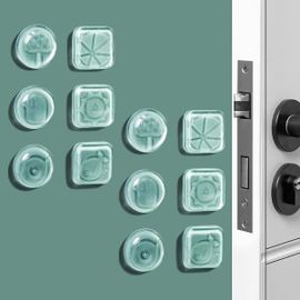Letnerny-12 Pièces Transparent Butée De Poignée De Porte Murale, 40mm Silicone Anti Bruit Tampon Anti-Collision, Épaissir Patins De Meubles Pour Verre Tableau Armoires Tiroirs Arrêts De Porte