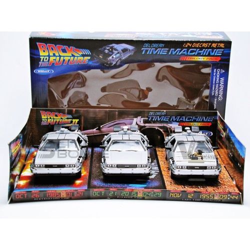 Welly 1/24 22400 De Lorean Coffret - Back To The Future I, Ii, Iii Diecast Modelcar-Welly