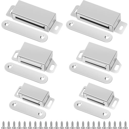 LETNERNY-Lot De 8 Loqueteaux Magnétiques Pour Portes D'Armoire Avec 24 Vis, Aimant De Porte Magnétique Extra Puissant En Acier Inoxydable