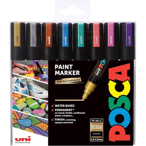 Letnerny-153544855 Lot De 8 Marqueurs Peinture Avec Encre À Base D'eau Et Pointe Ogive 2,5 Mm