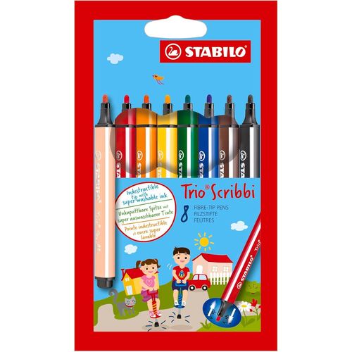 Kalanka-Trio Scribbi - Feutre De Coloriage - Étui Carton X 8 Feutres Triangulaires Pointe Large - Coloris Assortis