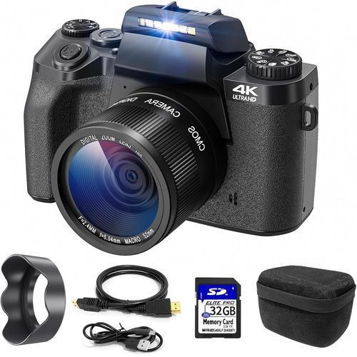 SUBZONAL-Appareil Photo numérique 4K, 64MP Appareil Photo avec écran Tactile 3.0"", Zoom numérique 16X, Fonction WiFi, avec Sacoche pour Appareil Photo, Capuchon, Carte TF 32GB, Noir