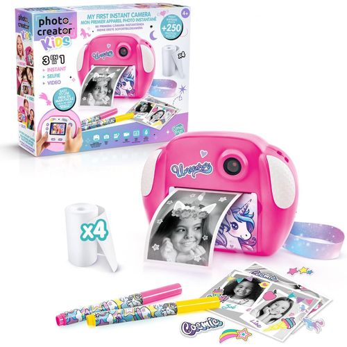 Appareil Photo Instantané Enfant-Selfie&Caméra Vidéo-4 Rouleaux De Papier D'Impression Pour 250 Photos-Cadeau Pour Garçon&Fille-Dès 4 Ans-Clk 013,Rose