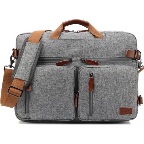 15.6 Pouces Sacoche D'Ordinateur Portable Convertible Sac À Bandoulière Sac À Main Porte Document D'Affaires Sac À Dos De Voyage Pour Ordinateur Portable Hommes Business(Gris)