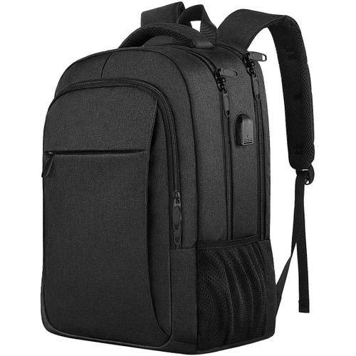 ASFASFq-Ruschen Sac à dos pour homme avec sacoche pour ordinateur portable de 17,3 "", anti-vol, bagage à main, sac à dos d'affaires, travail, voyage, noir, Noir,F
