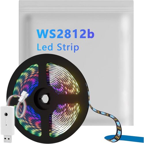 Bande Led Ws2812b Rgb Ic Avec Contrôleur Sp620, Pcb En Cuivre Ip30, Double Couche, Adresse Individuelle, Bande Led Diy 5050 Ws2812 (1 M, 144 Led, Noir)