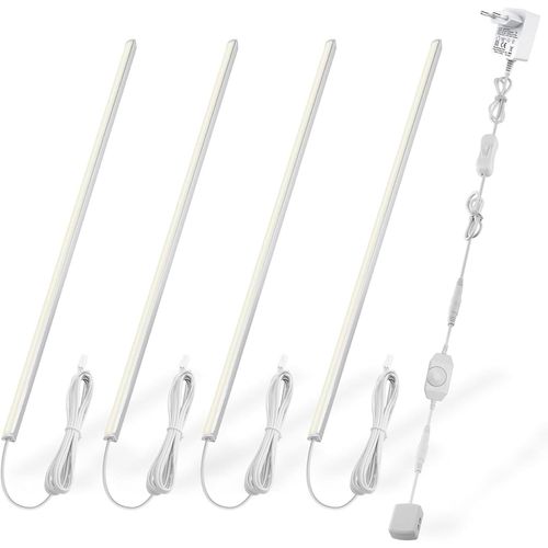 Kalanka-Led Sous Vitrine Kit D'éclairage Led En V - Ensemble De 4 Barres Lumineuses De 30 Cm, Dimmables Et Sans Couture Sous L'armoire, Tous Les Accessoires - 1200lm, 12w, 3000k, Blanc Chaud