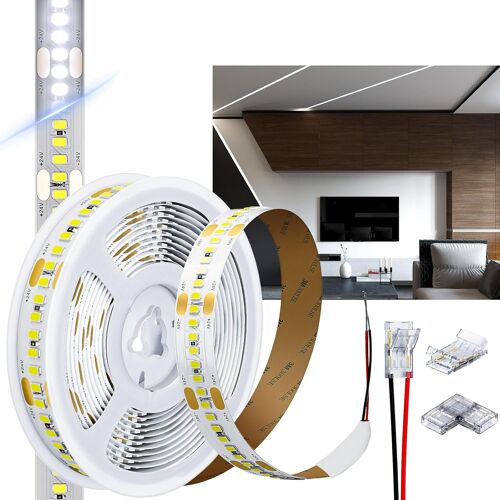 Bande Led 5 Mètres Lumière Froide 6500 K, Smd 2835, 238 Leds/M, 20 W/M (100 W), 2644 Lm/M, Bande Led Dc 24 V Dimmable Haute Luminosité, Ruban Lumineux[Rub9223985]