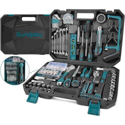 XIXA-Mallette À Outils 257 Pièces Caisse À Outil Completeboite A Outils Portable Marteau Pinces Tournevis Clé Douille Ruban Mesurer Kits D'Outils Réparation Combiné