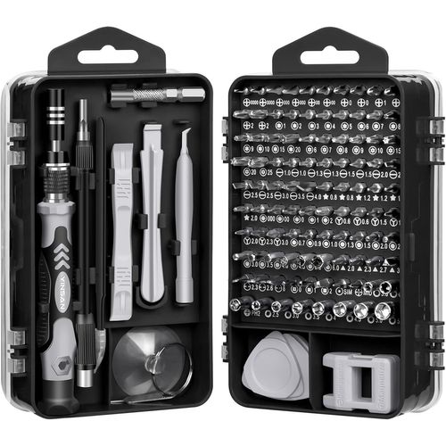 XIXA-Kit Tournevis De Précision,Kit Mini Tournevis Magnétique,Set Outils Informatique De Réparation Pour Pc,Laptop,Phone,Lunettes,Mac,Smartphone,Bricolage,Consoles De Jeux,120 En 1 Noir