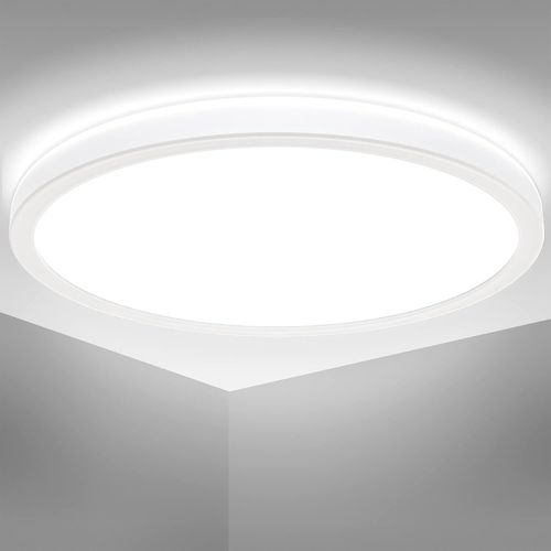 Subzonal-I Plafonnier Led Ultra-Plat I Plafonnier De Salle De Bain I Plafonnier Led I Lumière Indirecte I Couleur De Lumière Blanc Neutre I 18 Watt I 29 Cm I Blanc