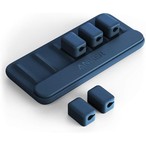 Asfasfq-Anker Gestion Des Câbles, Support De Câble Magnétique, Attaches De Câble De Bureau, 5 Clips Pour Câble Lightning, Câble Usb-C, Câble Micro, Colle Au Bois, Marbre, Métal Et Verre (Bleu)