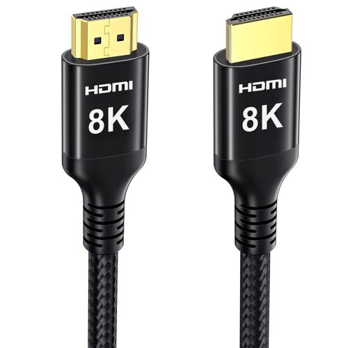 8K Câble HDMI 10M, 8K 4K 30Hz Câble HDMI Haute Vitesse avec eARC, HDR, HDR10, HDCP 2.3, Ethernet, D-olby Atmos Vision, Tressé pour Soundbar TV Moniteur Projecteur PS5 X-box