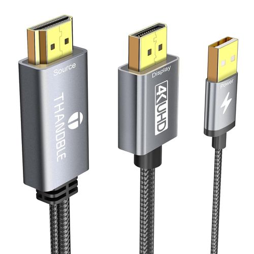 SUNY-Câble Actif Hdmi Vers Displayport De 1,8 M (4 K 60 Hz),Adaptateur Hdmi Unidirectionnel Source Vers Port D'Affichage,Mâle Vers Dp Femelle Compatible Pc,Carte Graphique,Ordinateurs