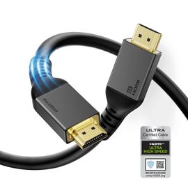 SUNY-Certifié Câble Hdmiultra Haute Vitesse 7M,Cordon Mural Hd 48 Gbit/S Cl3 Plénum,10K 8K120Hz 4K144 Earc Rtx 3090 Hdr10 4:4:4 Hdcp 2.2&2.3 Dolby Compatible Avec Ps5,Xbox Series X,Lg Tv