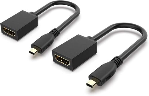 VornixorSarlshop-Adaptateur Micro HDMI vers HDMI, Micro HDMI mâle/Femelle câble, Soutien 4K/3D des caméras d'action, Caméras digitales, enregistreurs vidéo etc.