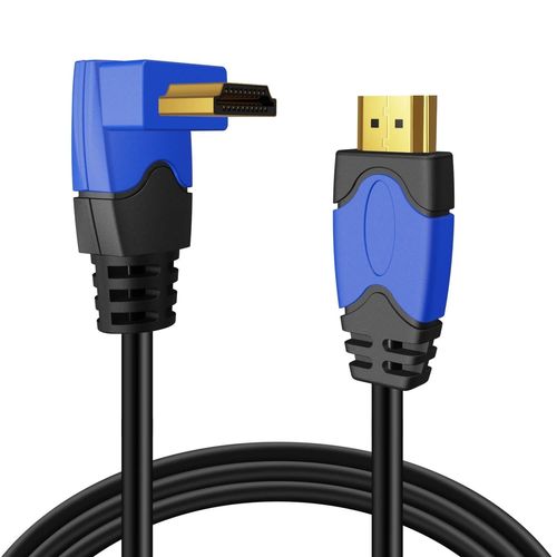 KALANKA-TNP Câble HDMI 4K à angle droit 270 degrés (3,0 m) - Bleu, Haute vitesse 18 Gbps, câble HDMI 4K 60 Hz HDR 2K 2160p 1080p 1440p 3D ARC/eARC Ethernet pour jeux vidéo Xbox One X PS4 Pro & Apple
