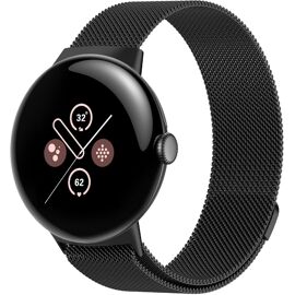 Bracelet Compatible Avec Google Pixel Watch 3 45mm,Bracelet En Acier Inoxydable Tressé [Magnétique] Montre Bracelet-Black