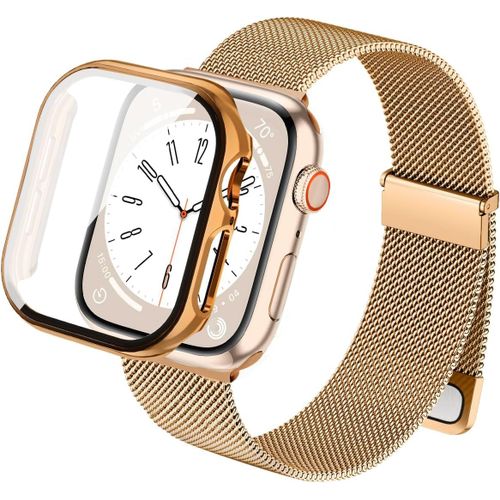Nenv-Compatible Avec Le Bracelet Apple Watch Séries 10,9,8,7,6,5,4 Se Avec Coque De Protection Magnétique Milanaise En Acier Inoxydable Tpu Pour Iwatch 46/45/44/42/41/40 Mm