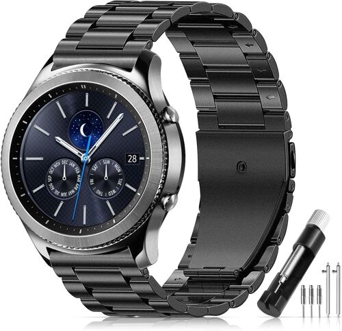 22mm Bracelet En Métal Pour Samsung Galaxy Watch 3 45mm,Bracelets De Montre En Acier Inoxydable Pour Samsung Galaxy Watch 46mm - Bracelet Pour Samsung Gear S3 Classic/Frontier/Huawei Gt 46m