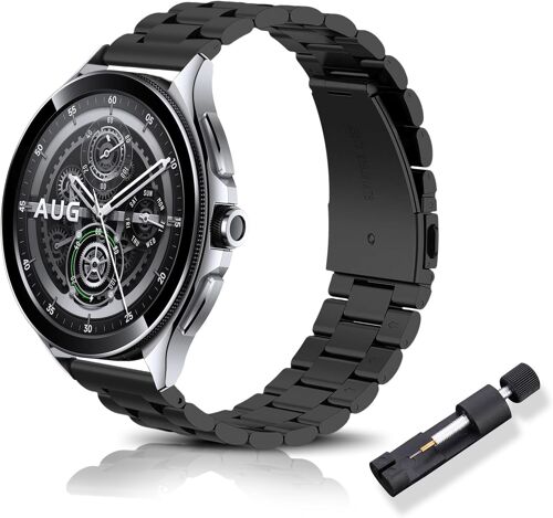 Métal Bracelet Pour Xiaomi Watch 2 Pro /S4 /S3 Bracelets Redmi 5 Active/Lite Bracelet De Montre 22mm Acier Inoxydable Pour Garmin Venu 3 /Venu 2 /Forerunner 265 /Vivoactive 4 - Noir