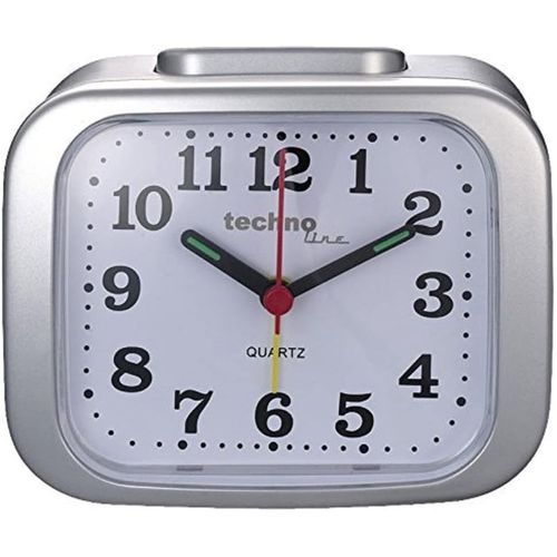 TIANYI-Technoline Réveil à Quartz modèle XL, réveil rétro, Alarme puissante, écran Clair, Argent, Genève XL Argent, XXL