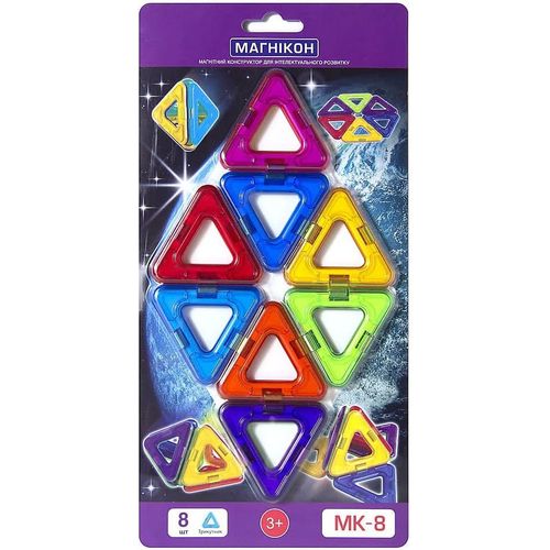 Magnikon Lot De 8 Blocs De Construction Magnétiques Triangulaires Mk-8-8 Pièces-Taille Standard-Aimants Pour Enfants-Jouet De Construction Magnétique-À Partir De 3 Ans