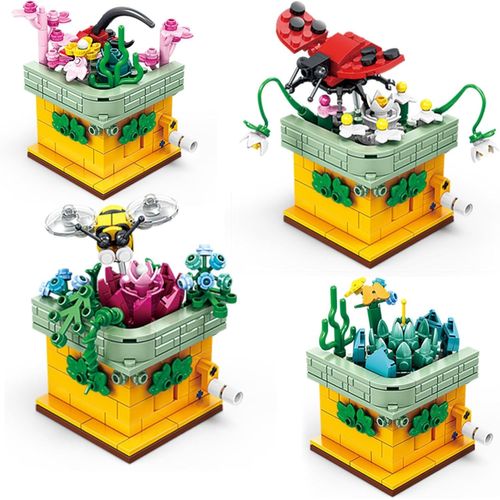 lbgwp60-Jeu De Blocs De Construction D'Insectes, Kit De Modèle Créatif 4 En 1 Collection D'Insectes Et De Fleurs, Cadeau Pour Les Amateurs Nature Enfants Garçons Filles À Partir De 8 Ans, 661 Pièces