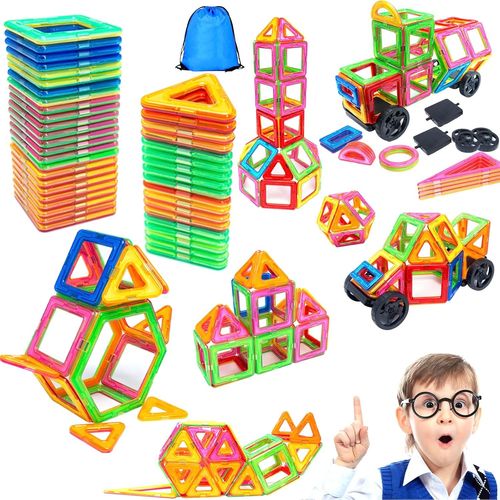 Blocs De Construction Magnétiques,62 Pcs Jeux De Aimantés Construction Magnetiques,3D Jouets De Construction Magnetique Enfant,Cadeaux Anniversaire,Jeux De Enfants Educatif Blocs 3 Ans+