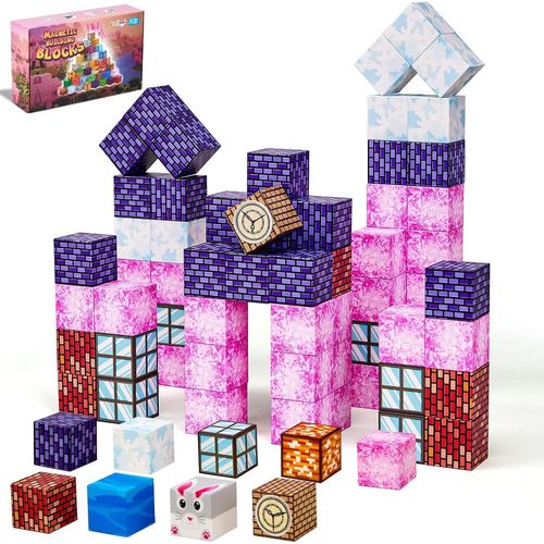 KALWL-Blocs De Construction Magnétiques,80 Pièces Jouets Magnétiques Pour Enfants,Magnetic Building Blocks,Jouets Magnétiques Montessori Pour 3+ Ans,Jouets Créatifs Pour Enfants