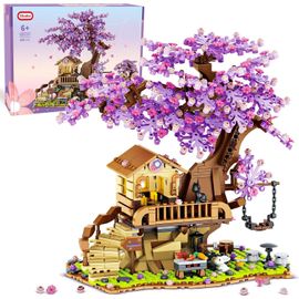 Jouet De Construction Pour La Maison De L'Arbre Des Cerisiers En Fleurs Avec Lumière Led, 880Pcs Bonsaï De Fleurs De Cerisier Jeu De Construction De Maison En Fleurs Pour Les Enfants De 6 À 12 Ans