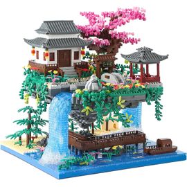ytseazn-Piscine De Fleurs De Pêcher Construction Maquette Set,3320 Pièces Mini Chinoise Blocs Jeu De Maquettes,Moc Modulaire Maison Architecture Blocs,Cadeau De Construction Pour Enfants Et Adultes