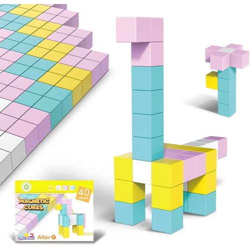 KALWL-Magnetic Building Blocks,Avec Un Total De 40 Blocs De Construction Colorés Pour Garçons Et Filles À Partir De 3 Ans (Jouet Éducatif).Présent.
