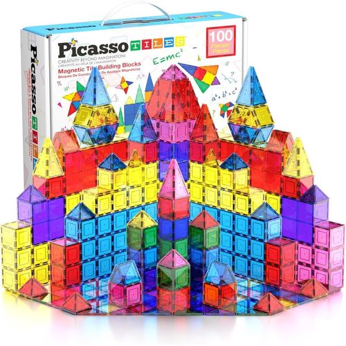 KALWL-Pt100 Lot De 100 Planches De Jeu Magnétiques Pour Tout-Petits Blocs De Construction Stem Sensoriels Créatifs Pour Enfants Manipulables D'Apprentissage Préscolaire À Partir De 3 Ans