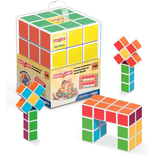 KALWL--Magicube 16 Pièces-Blocs De Construction Magnétiques À Assembler-Pour Enfants Dès 1 An-6 Couleurs-Fabriqué En Suisse -Jouet Educatif Montessori-Jeux Constructions Magnétiques