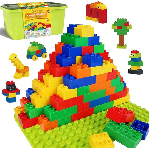 lbgwp60-Brique De Construction, Compatibles Gros Blocs De Construction, Grands Blocs De Construction Pour Les Tout-Petits À Partir De 2 Ans Avec Boîte En Pierre