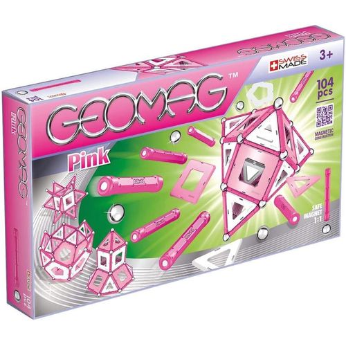 KALWL-Classic Rose-104 Pièces-Jeu De Construction Magnétique Pour Enfants Dès 3 Ans-Blocs Construction Avec Tiges,Billes,Tiles-Jeux Aimantés Enfants Stem-Fabriqué En Suisse