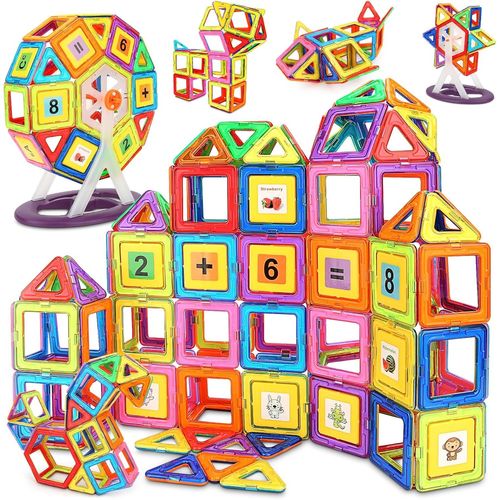 KALWL-Lot De 105 Blocs De Construction Magnétiques Pour Enfants,Jouets Éducatifs,Pour Anniversaire,Maternelle,Garçons Et Filles À Partir De 3 Ans