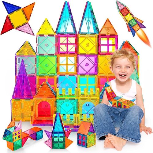 Construction Magnétiques Enfants 80 Pièces Jeu De Éducatifs Cadeau Pour Garçons Et Filles Jouets Magnétiques Plus Forts Blocs De Constructions Aimantés,Stem 3+ An