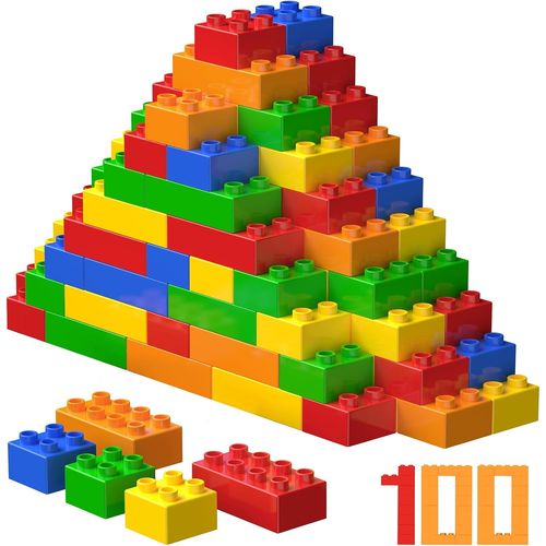YOUY-Ensemble De Blocs Et Briques De Construction,Briques,Compatibles,Pour Les Enfants De 2,3,4 Ans,100 Pièces