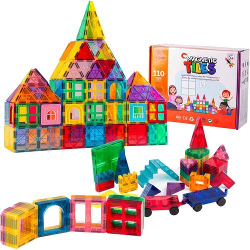 KALWL-Jeu De Construction Magnétique Enfants 110 Pièces-Blocs 3D Aimantés-Jouet Éducatif Pour Développer La Créativité Et Les Compétences-Parfait Cadeau Pour Enfants De Plus De 3 Ans