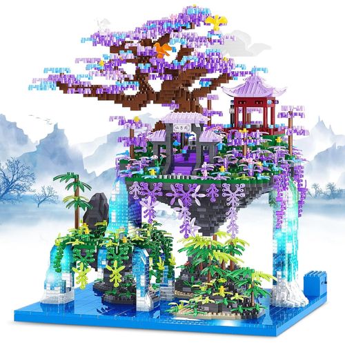 Moon Palace Pavilion Mini Blocs Avec 4574 Pièces, Blocs De Construction De Style Chinois Avec Éclairage Led, Décor Miniature Paysager Et Plantes Blocs Décoration, Cadeaux De Noël Pour Enfant